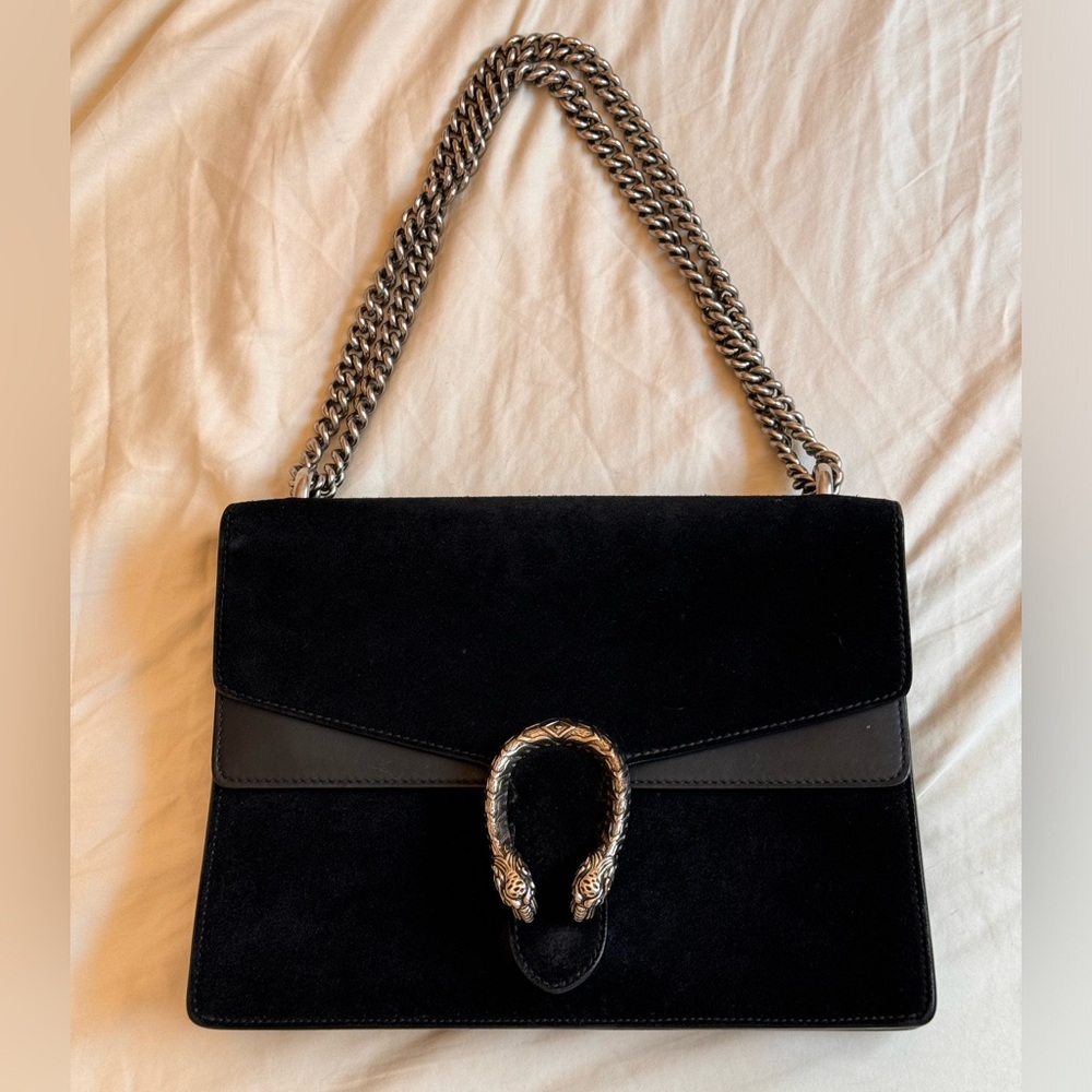 Gucci Medium Dionysus Black Suede Leather Bag